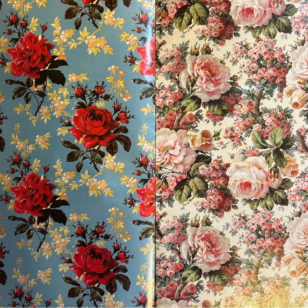 Vintage Joost Elffers Giftwraps by Artists Roses INCOMPLETE 1991 Cottage Floral - Picture 5 of 9